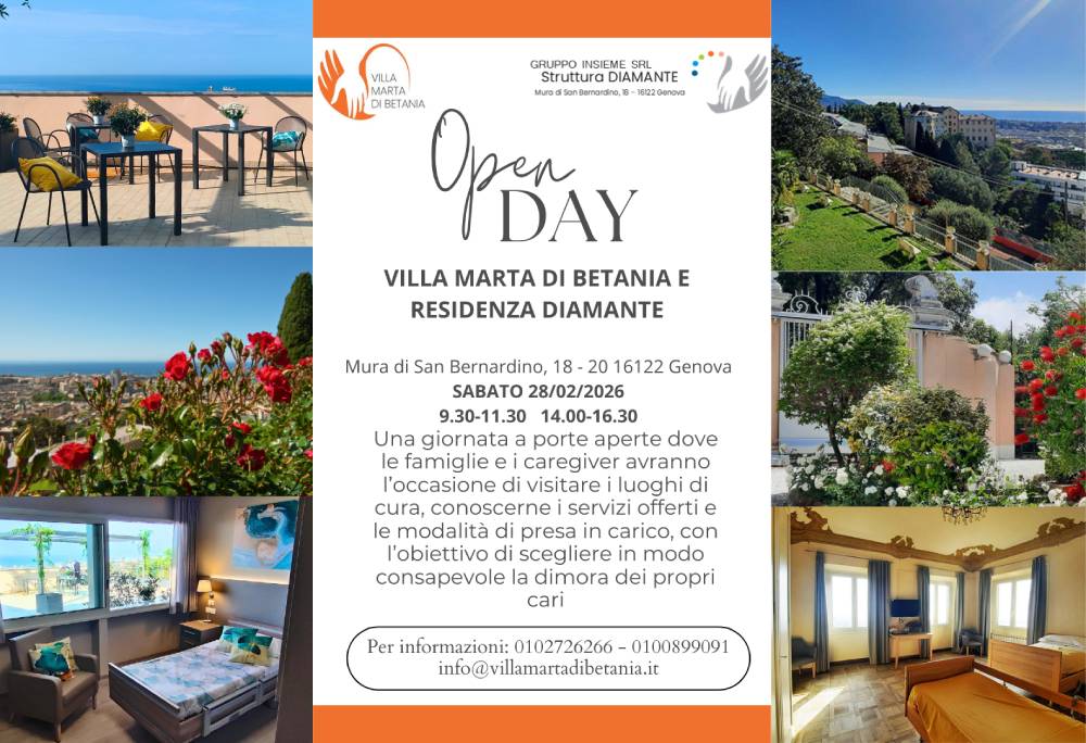 Sabato 28 febbraio: Open day a Villa Marta di Betania e Residenza Diamante